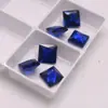 113 # Spinélio Azul Pedra Quadrada Pedra Solta Corte Princesa Spinélio Sintético Safira Joia Pedra de Incrustação