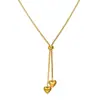 Collar Transfronterizo de Acero de Titanio con Caja Cuadrada, Cadena Delgada, Doble Corazón, Ajustable, Resistente al Agua, Cadena para Clavícula de Mujer para Vacaciones en la Costa