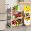 Estante de Almacenamiento para Cocina, Cesta Móvil de Verduras de Múltiples Niveles, Carrito de Pie, Estante de Almacenamiento de Frutas y Verduras Multifuncional de Gran Capacidad