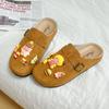 Lindas Chanclas Casuales de Dibujos Animados para Niñas Birkenstock Otoño e Invierno Shirley Rose Retro Calzado de Exterior Planos Chanclas de Punta Media