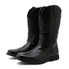 Botas de couro de cano alto europeias e americanas, botas de couro estilo cowboy western americano para homens, tamanho grande 46, botas de cavaleiro transfronteiriças, estilo europeu e americano