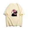 Camiseta de manga corta de algodón grueso rosa para mujer, holgada, estilo occidental, de verano, con diseño estampado de media manga