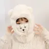 Gorros Infantiles para Niños y Niñas en Invierno para Ciclismo Algodón a Prueba de Frío con Calentadores de Cuello Engrosados y Protección para los Oídos Gorros Familiares de Oso para Bebé