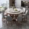 Juego de Mesa y Sillas de Comedor de Madera Maciza y Pizarra, Mesa Redonda Minimalista Moderna de Lujo Ligero con Bandeja Giratoria para Uso en Hotel y Hogar