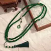 Novo Colar Longo Feminino de Pérolas com Pingente de Fivela de Jade Chinês e Borla, Luxo Leve Elegante para Suéter