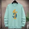 Suéter Masculino Novo de Primavera e Outono Tecido Composto Pulôver Gola Redonda Solto Plus Size Esportivo Casual Estilo Pesado