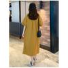 Polo Gola Algodão Plus Size Roupas Femininas 2022 Verão Vestido Camiseta Manga Curta Solto Longo Casual Redutor de Idade