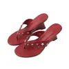Sandalias Chanclas Casuales para Mujer Chuyuji Estilo Francés Punta Redonda Versátiles para Exteriores con Tacón de Cuña y Remaches