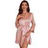 T Bata sexy de encaje con cordones para mujer Amazon, usable como ropa exterior, pijamas cómodos y transpirables de seda helada para uso en casa