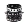 Conjunto de 2 Peças de Novas Pulseiras Punk de Couro Estilo Punk para Homens e Mulheres, Adequado para Envio Transfronteiriço