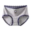Ropa interior de algodón para mujer estilo caricatura de oso, estilo Academia Artística, Algodón Puro Grado 10A, Antibacteriana, Entrepierna Extendida, Algodón Clase A, Cintura Media