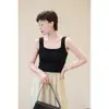 Tienda Insignia Shanghai Dan Nong / Chaleco de Punto de Seda Blanco Fino Versátil para Mujer, Top Camisola Interior Negro