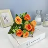 Buquê de Rosas Artificiais 7 Galhos Flor de Seda Flor Falsa Ornamento de Decoração para Casa Disponível em Várias Cores para Arranjos de Casamento