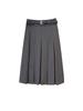 Falda plisada gris de longitud media para mujer, estilo preppy, cintura alta, efecto adelgazante, falda de media longitud que cubre la cadera con cinturón 9674
