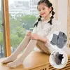 Leggings de Color Sólido con Pierna Retorcida para Niñas de Estilo Nuevo de Primavera y Otoño para Niños Mayores, Medias Blancas de Algodón para Baile con Pie para Niñas