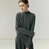 Cárdigan de cachemira para mujer, nuevo estilo otoño/invierno, cuello semi-alto, dobladillo enrollado, capa base cálida, prenda exterior de punto de un solo pecho