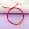 Transmisión en Vivo Suministro de Nuevo Tobillera de Hilo Rojo con Moneda Martillada Estilo Chino con Bestia Devoradora de Oro para Atraer Riqueza y Tesoro Joyería al por Mayor