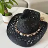 Sombrero de Paja de Concha Estilo Bohemio Verano Playa Estilo Étnico Sombrero Hueco Parasol Protector Solar Sombrero Vaquero Occidental