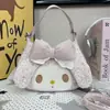 Bolsa de Ombro de Mão com Flores de Coração Girly Laço Orelhas de Coelho 3D Desenho Animado Bolsa de Axila Mochila Casual para Passeio