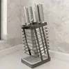 Suporte para Facas de Cozinha em Aço Inoxidável 304, Rack para Facas, Rack de Armazenamento, Suporte para Facas de Bancada Doméstico com Drenagem, Atacado