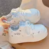 Versão Coreana Original Sapatos Mocassins Brancos e Vermelhos de Solado Grosso com Estampa de Desenho para Mulheres, Novidade Primavera 2026 Versátil Respirável Sapatos Femininos de Nicho