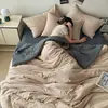 Estilo Ins Cor Sólida Bicolor Algodão Lavado Colcha de Verão Conjunto de Quatro Peças Estilo Lençol Conjunto de Colcha Refrescante de Verão Dormitório de Estudante Colcha Fina