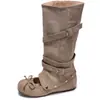 Sandalias con Elevación Interna de Media Caña 2026 Nuevo Estilo Zapatos Individuales de Dos Vías Desmontables Estilo Dulce Botas de Ballet Botas de Gamuza Fruncidas