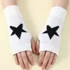Guantes Negros de Estrella de Cinco Puntas Lindos Hombres Mujeres Invierno Sin Dedos Estudiante Escritura Simple Tejido Sin Dedos Cálidos Guantes Transfronterizos
