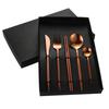 Cross-border Aço Inoxidável Conjunto de Louça Internet Celebridade Portuguesa Faca, Garfo e Colher Conjunto de quatro peças Louça nórdica estilo ocidental Caixa de presente high-end