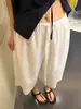 Pantalones blancos cropped simples y casuales para mujer, pantalones anchos versátiles de ajuste relajado para verano, pantalones de pijama, pantalones casuales adecuados para usar al aire libre