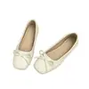 Zapatos de Mujer de Piel Suave con Lazo Delicado y Tacón Bajo, Nuevo Estilo Otoño 2026, Punta Cuadrada, Planos, Suela Suave, Zapatos de Noche para Abuela