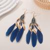 Pendientes Bohemios Transfronterizos de Gota de Agua y Plumas, Pendientes Largos Personalizados con Borlas Retro Estilo Minoría Étnica