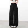 Pantalones grises de pierna ancha para mujer para otoño, versátiles 2026 de cintura alta, fluidos, corte recto, estilo casual, relajado, elegante, adecuados para el trabajo, pantalones de traje