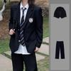 Terno uniforme Dk Terno masculino Estilo universitário japonês JK Estudante Classe Terno Primavera e Outono Tendência Ombreira Distintivo Terno Jaqueta