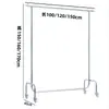 Loja de Roupas Barra de Suspensão de Aço Inoxidável com Rodas Prata Rack Central Piso de Loja de Roupas Prateleira de Exposição de Chão