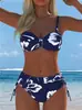 Verano 2027 Transfronterizo Nuevo Sexy Europeo y Americano Comercio Exterior Bikini Traje de Baño para Mujer Sexy Estampado con Cordones Traje de Baño de Playa
