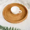 Cesta de frutas de vime do Vietnã Cesta de pão japonesa tecida à mão Cesta de pão cozido no vapor Sala de estar Cesta de armazenamento doméstico Bandeja redonda
