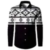 Camisa de Manga Larga Estilo Étnico Africano para Hombre Retro Dashiki Estampado Digital Cárdigan con Solapa Top Casual