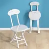 Silla Plegable Taburete Pequeño Uso en Casa Taburete Plegable Resistente Taburete Alto Taburete Sencillo con Respaldo Taburete Redondo Portátil