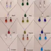 Conjunto de collar y aretes transfronterizos europeo y americano piedra de nacimiento de diciembre circonita acero inoxidable colgante de gota