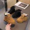 Botas Martin Nuevas de Invierno 2026 para Niños, Zapatos de Algodón Forrados de Felpa, Botitas Amarillas para Niños y Niñas, Zapatos de Bebé Estilo Británico, Botines