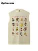 Camiseta sin mangas de moda nacional retro divertida de gato de verano para hombre y mujer, hip hop, moderna, holgada, casual, para parejas, sudadera top T