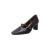 Elegante Elegante Top Pele de Ovelha Mary Jane 2025 Primavera Salto Médio Grosso Commuter Bico Quadrado Pequeno Couro Genuíno Sapatos Solteiros para Mulheres