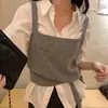 En stock. Nueva colección de principios de otoño estilo coreano: Atuendo elegante y con estilo en capas que presenta un suéter tipo camisola con nudo al frente para mujer, estilo 25505