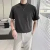Harajuku sin marca artística versátil casual ins simple moderno cuello medio alto manga corta camiseta nueva moda japonesa