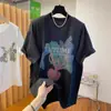 Camiseta de Manga Corta de Algodón Puro para Mujer Talla Grande, Nuevo Estilo Verano 2026, Corte Holgado, Adelgazante, Ropa para Mujer Talla Grande, Que Oculta el Vientre, Top de Cuello Redondo