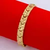 Pulsera de Hebilla Dorada Arena Vietnamita de un Solo Color por Dentro y por Fuera para Hombres y Mujeres Hebilla de Reloj que No se Desvanece Cadena de Tanque con Forma de Corazón Latón Chapado con Oro Real