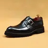 [Pre-venta No disponible] Zapatos de Vestir de Cuero para Hombre, Puntera Puntiaguda de Cuero Genuino Estilo Británico Zapatos Monk con Hebilla, Zapatos de Suela Gruesa para Hombre al por Mayor
