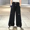Petos de Verano para Niñas 2024 Nuevos Pantalones de Verano para Niños Estilo Occidental Holgado Hip Hop Pantalones de Pierna Ancha para Niñas
