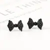 Estilo Coreano Estilo Fresco Aretes Pequeños Negros con Lazo Simple Combinan con Todo Moda Aretes Sencillos Aretes para Estudiantes